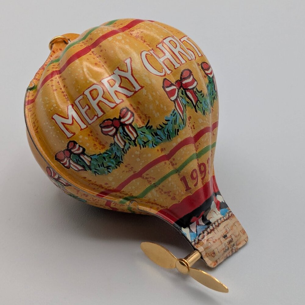 Hallmark Keepsake Tin Hot Air Balloon Holiday Fliers 1993, Pressed Tin Ornament